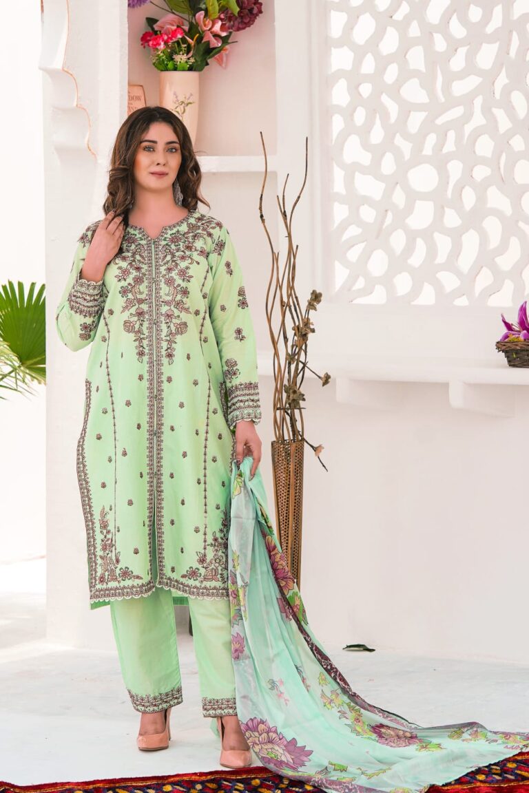Evari 3Pc - Embroidered Lawn Dress
