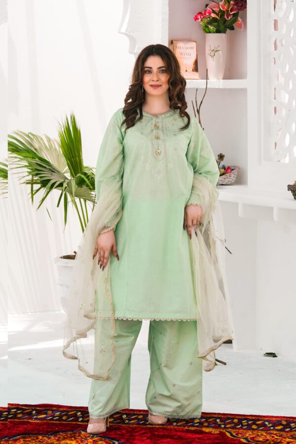 Plant Foam 3Pc - Embroidered Lawn Dress