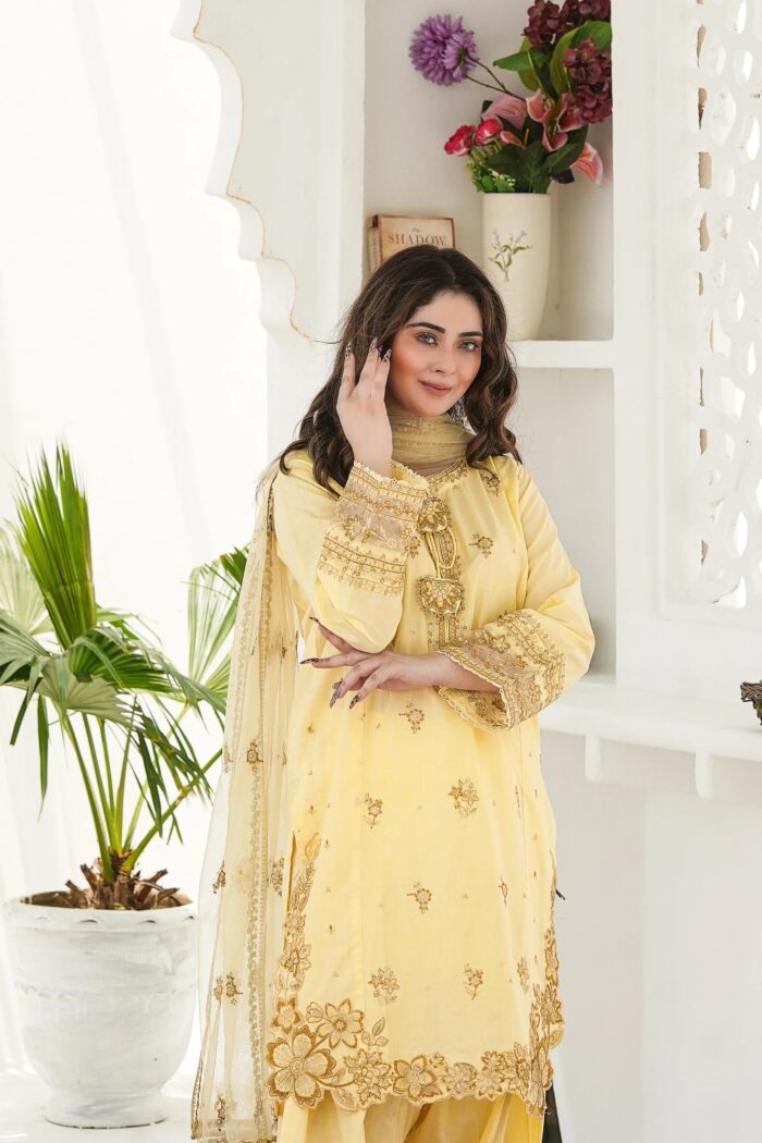 Wester 3Pc - Embroidered Premium Cotton Dress - Image 7